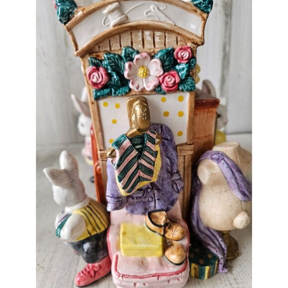 Fitz Floyd cotton tailors Easter AS IS vase 1995 RARE‎ vintage centerpiece as is - Picture 9 of 16